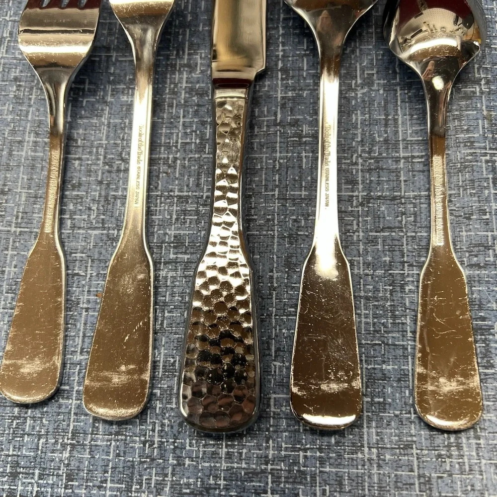 Tools of the Trade TOT25 Flatware Hammered 5 Piece Place Setting Stainless Japan